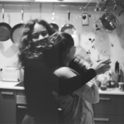 Black and white two women in kitchen