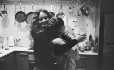 Black and white two women in kitchen