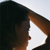 Close up young woman side profile