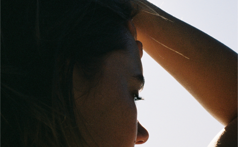 Close up young woman side profile